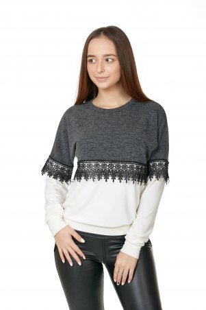 Двухцветный Свитшот С Кружевом