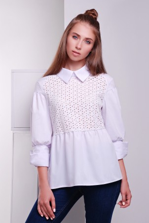 TessDress: Рубашка с прошвой в стиле кежуал «Афина» 5049 - фото 1