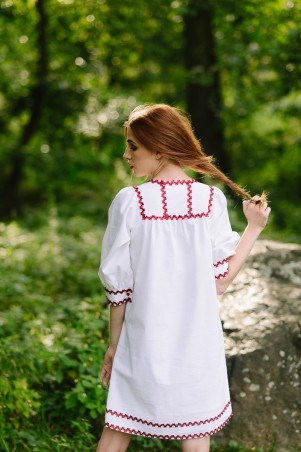 Lilo: Белое льняное платье с кружевом 08045 - фото 4