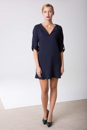 Zefir: Платье с воланом по низу LUX темно-синее - фото 7