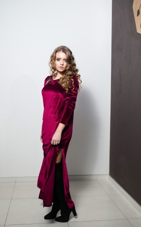 Sparkles Knit: Платье "Велюр" с разрезами 16413 - фото 2