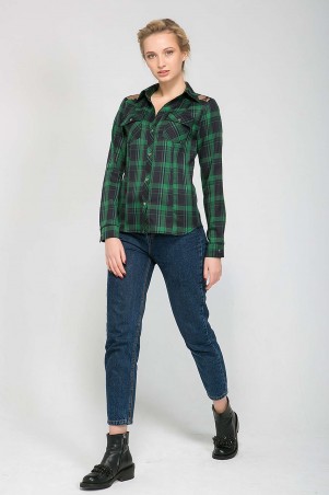 Zefir: Рубашка с кружевной кокеткой BARE зеленая - фото 1