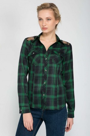 Zefir: Рубашка с кружевной кокеткой BARE зеленая - фото 4