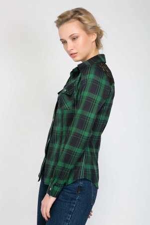 Zefir: Рубашка с кружевной кокеткой BARE зеленая - фото 5