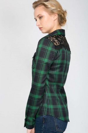 Zefir: Рубашка с кружевной кокеткой BARE зеленая - фото 6