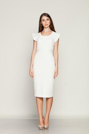 Marterina: Платье-футляр с притачным поясом из белого коттона K01P26CT01 - фото 1