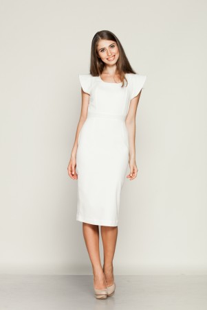 Marterina: Платье-футляр с притачным поясом из белого коттона K01P26CT01 - фото 3