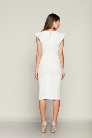 Marterina: Платье-футляр с притачным поясом из белого коттона K01P26CT01 - фото 4