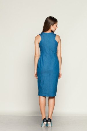 Marterina: Платье-футляр с воланом внизу из синего джинса K01P25J04 - фото 3
