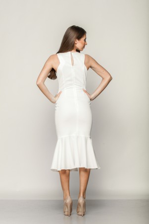 Marterina: Платье-футляр с воланом внизу из белого коттона K01P25CT01 - фото 2