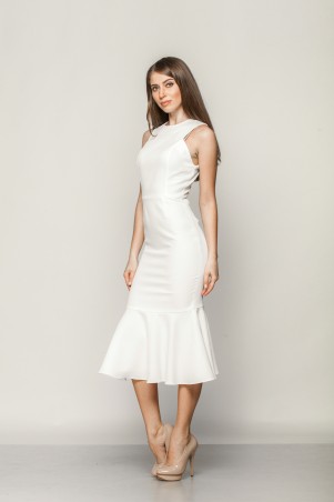 Marterina: Платье-футляр с воланом внизу из белого коттона K01P25CT01 - фото 4