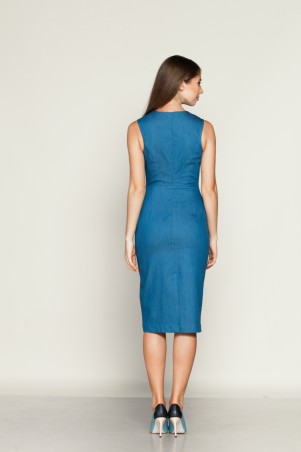 Marterina: Платье-футляр классическое из синего джинса K01P24J04 - фото 3