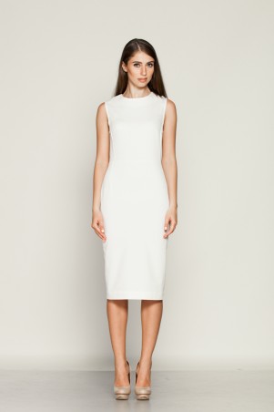 Marterina: Платье-футляр классическое из белого коттона K01P24CT01 - фото 1