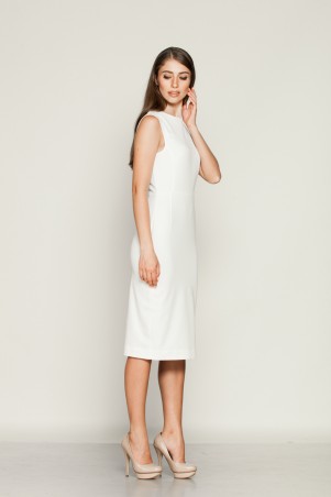 Marterina: Платье-футляр классическое из белого коттона K01P24CT01 - фото 2