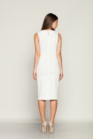 Marterina: Платье-футляр классическое из белого коттона K01P24CT01 - фото 3