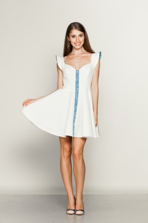 Marterina: Платье-солнце корсетное из белого коттона K01P20CT01 - фото 1