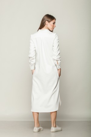 Marterina: Платье-рубашка удлиненное с рукавом из белого коттона K01P19CT01 - фото 3
