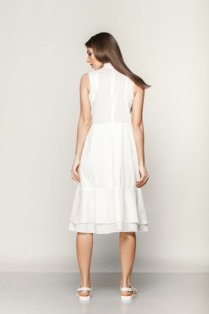 Marterina: Платье-рубашка без рукава с рюшей по низу белое K01P18R01 - фото 3
