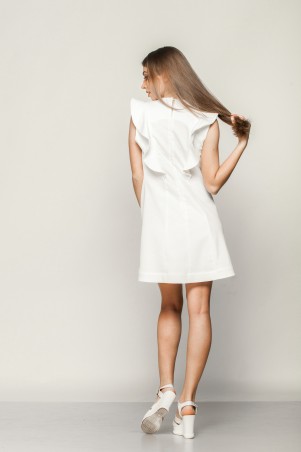 Marterina: Платье-мини с симметричными воланами из белого коттона K01P15CT01 - фото 3