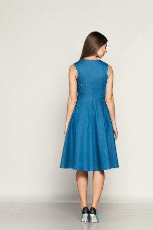 Marterina: Платье с отрезной юбкой полусолнце из синего джинса K01P08J04 - фото 4