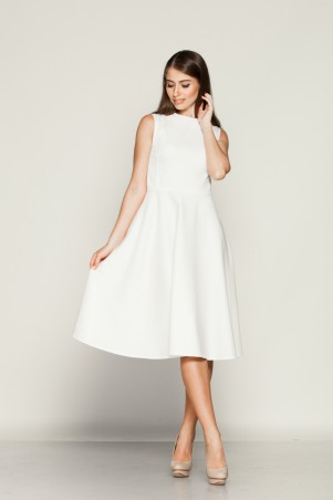 Marterina: Платье с отрезной юбкой полусолнце из белого коттона K01P08CT01 - фото 1
