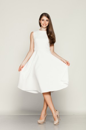 Marterina: Платье с отрезной юбкой полусолнце из белого коттона K01P08CT01 - фото 2