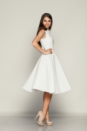 Marterina: Платье с отрезной юбкой полусолнце из белого коттона K01P08CT01 - фото 3