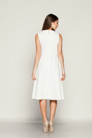 Marterina: Платье с отрезной юбкой полусолнце из белого коттона K01P08CT01 - фото 4