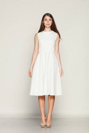 Marterina: Платье с отрезной юбкой полусолнце из белого коттона K01P08CT01 - фото 5