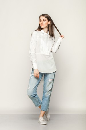Marterina: Рубашка с длинным рукавом в складку белая K01R03R01 - фото 2