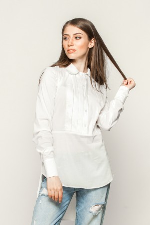 Marterina: Рубашка с длинным рукавом в складку белая K01R03R01 - фото 3