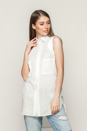 Marterina: Рубашка без рукава с фигурной линией низа белая K01R01R01 - фото 1
