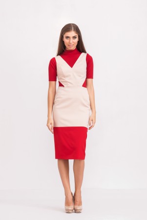 Marterina: Платье-футляр с полу-открытой спиной красный/пудра K02P36KM15 - фото 1