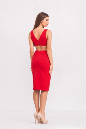 Marterina: Платье-футляр с полу-открытой спиной красное K02P36KM16 - фото 2