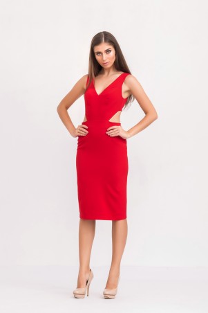 Marterina: Платье-футляр с полу-открытой спиной красное K02P36KM16 - фото 4