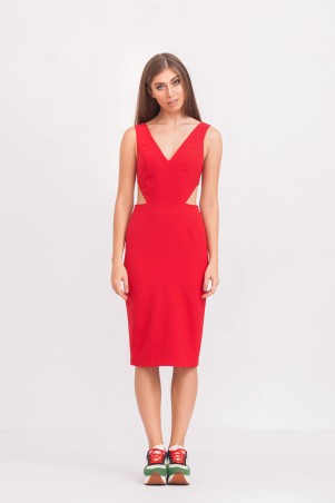 Marterina: Платье-футляр с полу-открытой спиной красное K02P36KM16 - фото 5