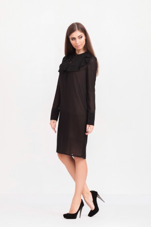 Marterina: Платье с длинным рукавом из чёрного шифона K02P30SF19 - фото 4
