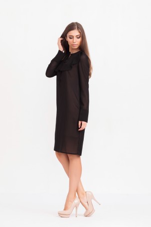 Marterina: Платье с длинным рукавом из чёрного шифона K02P30SF19 - фото 6