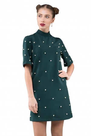 TessDress: Платье с бусинами "Берта" green 1423 - фото 1