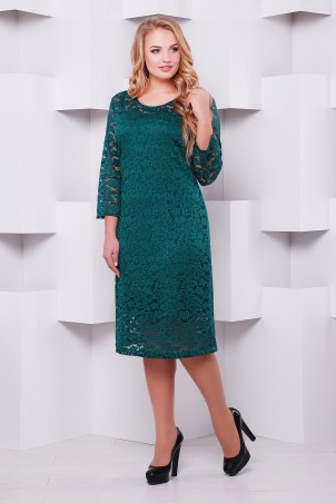 Tatiana: Платье из гипюра с подкладкой цвет малахит ЛЮЧИЯ - фото 1