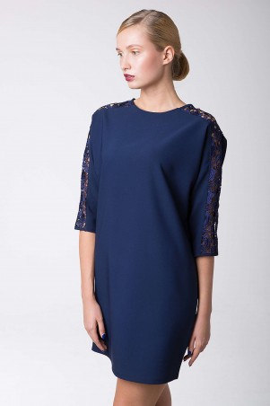 Zefir: Платье коктейльное с кружевом ZARAтемно-синее - фото 1