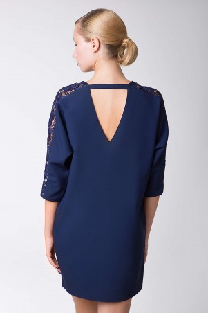 Zefir: Платье коктейльное с кружевом ZARAтемно-синее - фото 2