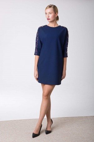 Zefir: Платье коктейльное с кружевом ZARAтемно-синее - фото 4