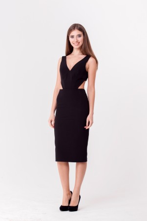 Marterina: Платье-футляр с полуоткрытой спиной черное K04P36KM19 - фото 1