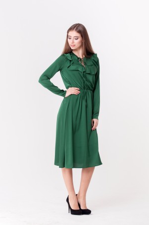 Marterina: Платье с кокеткой и конической юбкой зеленое K04P43R31 - фото 1