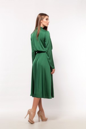 Marterina: Платье с вортником-бант и юбкой-полусолнце зеленое K04P42R31 - фото 2
