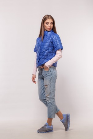 Marterina: Куртка-мини с короткими рукавами стёганая синяя K04Y04PL04 - фото 1