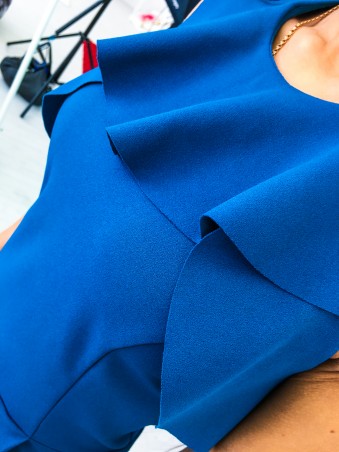 SML STORE: Платье 26.Платье по фигуре волан креп (синий) - фото 1