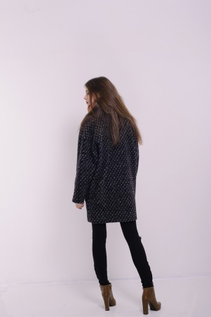 Lilo: Черное твидовое пальто со спущенным рукавом 2094 - фото 3