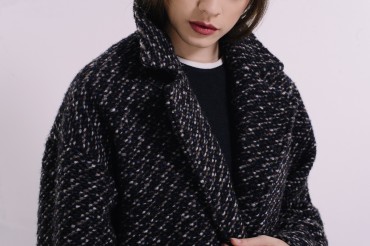 Lilo: Черное твидовое пальто со спущенным рукавом 2094 - фото 4